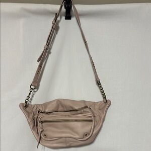 Cream Crossbody Bag with Adjustable Strap and Chain Detail